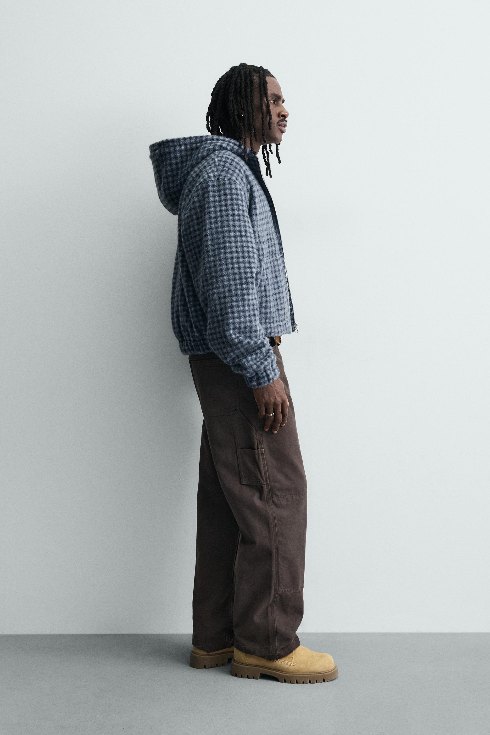 BLOUSON À CARREAUX BRODÉ CAPUCHE